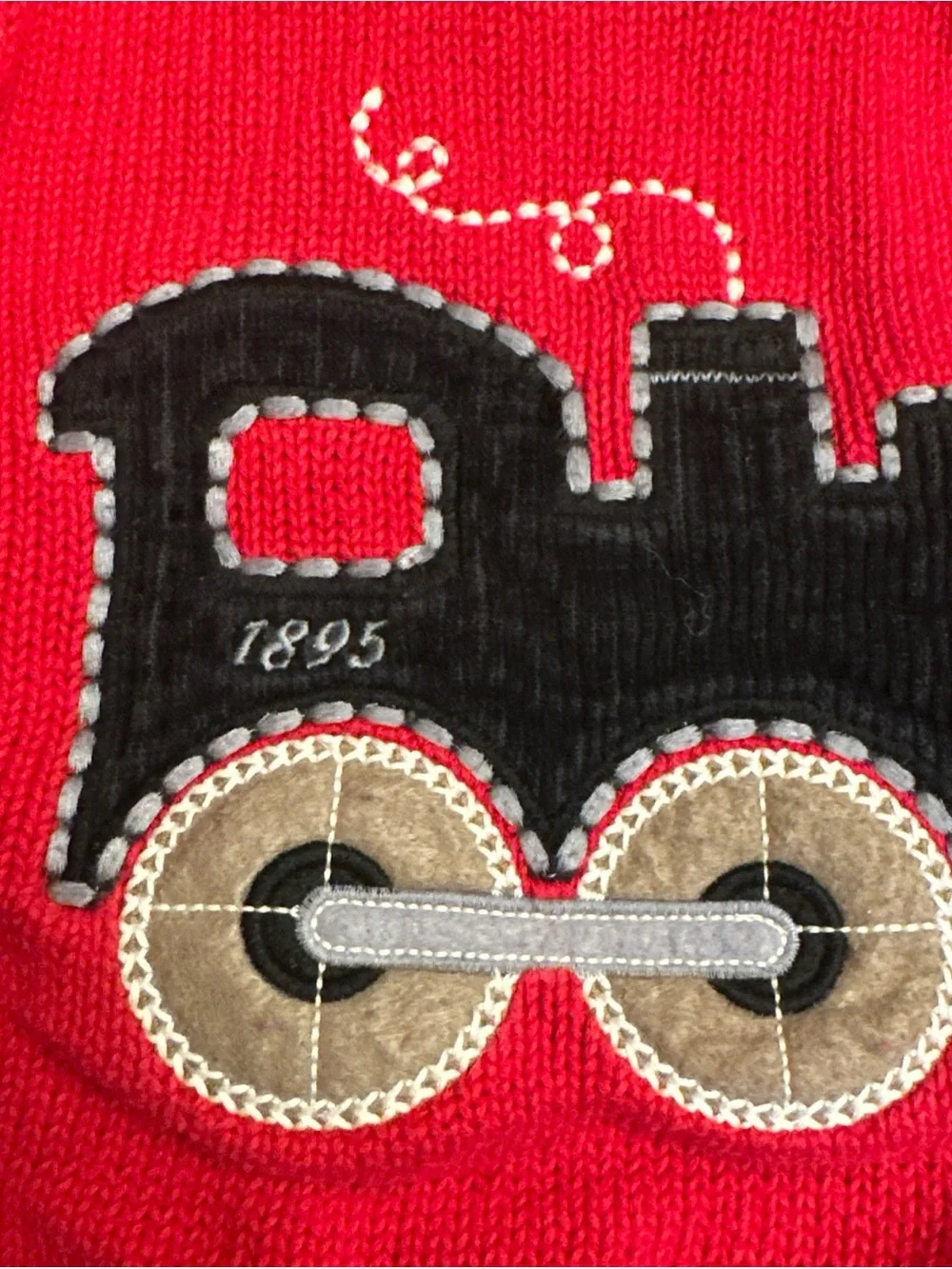 Vtg Oshkosh B’gosh Baby Boy 2T Red Knit Cotton Corduroy Train Sweater